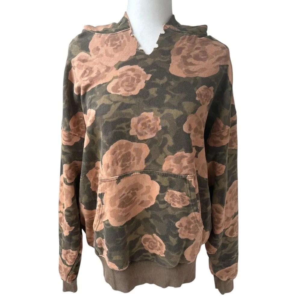 We The Free It’s A Vibe Oversized Relaxed Fit Hoodie In Green Moss Print Size XS - Picture 4 of 8